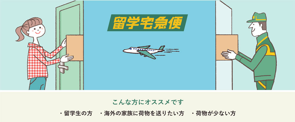 こんな方にオススメです ・留学生の方 ・海外の家族に荷物を送りたい方 ・荷物が少ない方