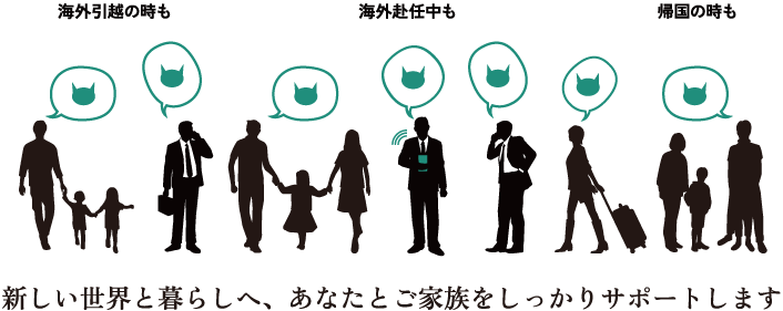 海外引越の時も海外赴任中も帰国の時も新しい世界と暮らしへ、あなたとご家族をしっかりサポートします