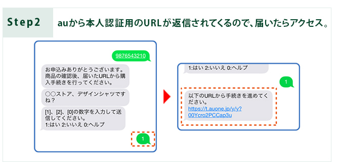 Step2:auから本人認証用のURLが返信されてくるので、届いたらアクセス。