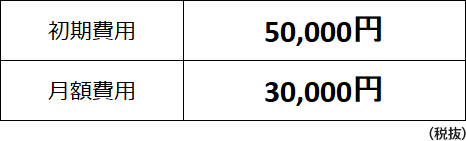 初期費用60万円〜　月額費用9.8万円〜