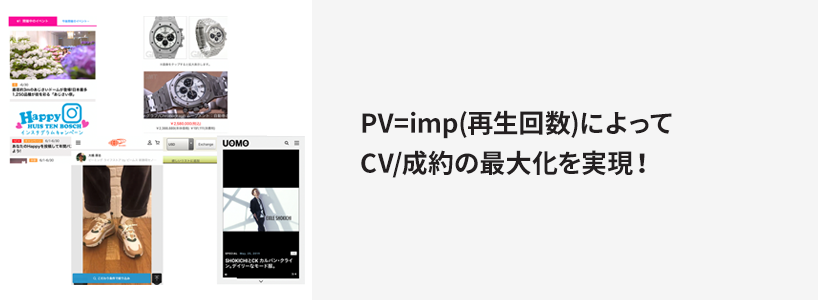  PV=imp(再生回数)によってCV/成約の最大化を実現！